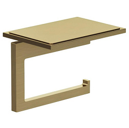 Держатель туалетной бумаги Vela C с полкой, брашированное, золото, Kludi 31971N0 Kludi