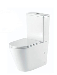 Унитаз-компакт Nantes 38х60,5 см, смыв tornado, микролифт, универсальный выпуск, нижняя подводка, безободковый, с сиденьем, тихий смыв, Nofer 23001 Nofer