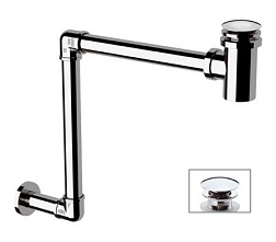 Сифон для раковины компактный, с переливом, латунный, трубный, Remer 985 Remer