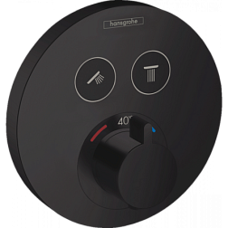 Лицевая часть встраиваемого смесителя ShowerSelect S матовый, с термостатом, 2 функции, чёрный цвет, Hansgrohe 15743670 Hansgrohe