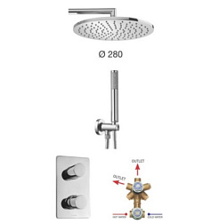 Готовый набор для душа (без излива) Cosmo easy-clean, 1 режим верхней лейки, 1 режим ручной лейки, 28 см, round, 5 функций, Bossini M00752.030 Bossini