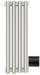 Отопительный дизайн-радиатор Эстет 18х50 см, 4 секции, левый, темный титан муар, однорядный коаксиальный, Сунержа 15-0320-5004 Сунержа