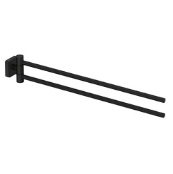 Рожковый полотенцедержатель Vela S 43 см, матовый, двойной, цвет черный, поворотный, Kludi 2597739 Kludi