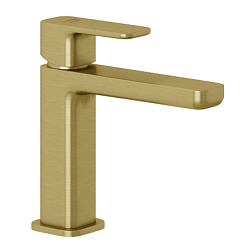 Смеситель для умывальника Renon брашированное, push-open, высота до излива 11см, неповоротный излив, золото, с донным клапаном, Kludi 42288N075 Kludi