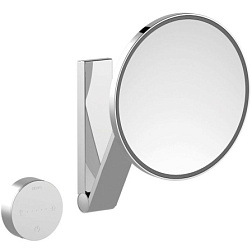 Настенное косметическое зеркало для ванной iLook_move шлифованный, d21см, хром / черный, с подсветкой, Keuco 17612139006 Keuco