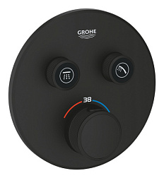 Лицевая часть встраиваемого смесителя Grohtherm SmartControl 2 функции, чёрный цвет, Grohe 29507KF0 Grohe