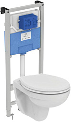 Комплект унитаза с инсталляцией Eurovit глубина унитаза 52см, без клавиши в комплекте, с микролифтом, безободковый, Ideal Standard K881201PT15 Ideal Standard