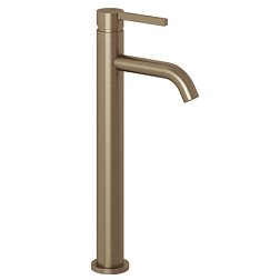 Высокий смеситель на столешницу Nova Fonte 24 см, брашированная, неповоротный излив, бронза, без донного клапана, Kludi 20298N115 Kludi