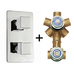 Встраиваемый в стену смеситель без излива Cube 5 функций, Bossini Z00062.030+Z00130 Bossini