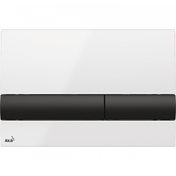 Клавиша смыва чёрные кнопки, белая, пластик, механическая, Alcaplast M1710-8 Alcaplast