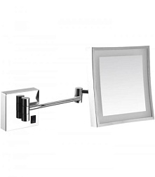 Настенное косметическое зеркало для ванной квадратное, хром, с подсветкой, Nofer 08003.B Nofer