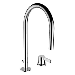 Смеситель для умывальника Kartell by laufen на 2 отв., 166 мм, поворотный излив, без донного клапана, Laufen 3.1133.2.004.221.1 Laufen