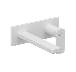 Внешняя часть встраиваемого смесителя для раковины Renon матовый, длина излива 21см, белый цвет, Kludi 422445375 Kludi