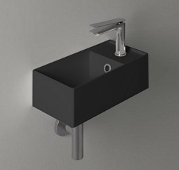 Подвесная раковина Agile 40х20х13 см, правая, санфарфор, черный матовый, с отв. под смеситель, Simas AG20 nero matt Simas