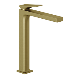 Высокий смеситель на столешницу Decus 24 см, брашированное, неповоротный излив, золото, без донного клапана, Kludi 54298N075 Kludi