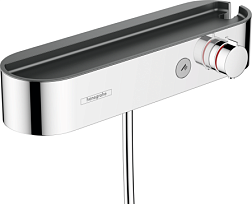 Настенный смеситель без излива Shower Tablet Select с полкой и держателем для лейки, без лейки, термостат, Hansgrohe 24360000 Hansgrohe
