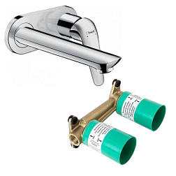 Встраиваемый в стену смеситель для раковины Novus длина излива 19,4см, Hansgrohe 71127000S Hansgrohe