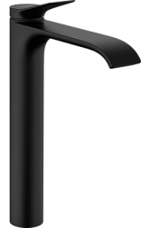 Высокий смеситель на столешницу Vivenis 30,9 см, матовый, неповоротный излив, чёрный цвет, с донным клапаном, Hansgrohe 75040670 Hansgrohe