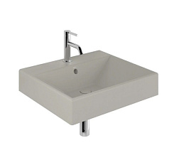 Подвесная раковина Resa 61х50,5х12 см, санфарфор, серый матовый, с отв. под смеситель, Kludi 59WW61O2 Kludi