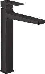 Высокий смеситель на столешницу Metropol 32,6 см, матовый, неповоротный излив, чёрный цвет, с донным клапаном, Hansgrohe 32512670 Hansgrohe