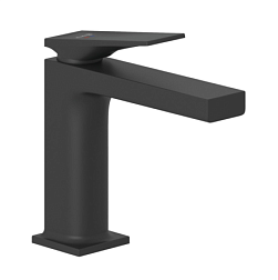 Смеситель для умывальника Decus матовый, push-open, высота до излива, неповоротный излив, чёрный цвет, с донным клапаном, Kludi 542883975 Kludi