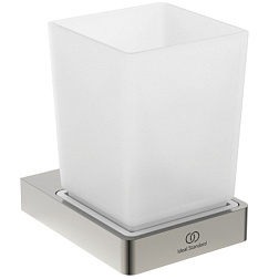 Настенный стакан Conca квадратный, цвет стальной, с держателем, Ideal Standard T4504GN Ideal Standard