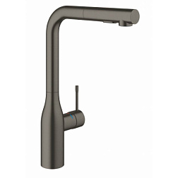 Смеситель для кухни с выдвижной лейкой Essence New темный, матовый, графит, Grohe 30270AL0 Grohe