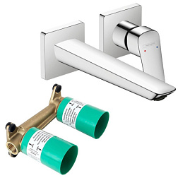 Встраиваемый в стену смеситель для раковины Logis Fine длина излива 20см, Hansgrohe 71256000S Hansgrohe