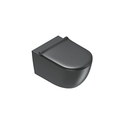 Подвесной унитаз Sfera 35х55 см, под крепление up-fix, покрытие twinglaze+, смыв silentech, черный матовый, безободковый, без сиденья, тихий смыв, Catalano 0511750022 Catalano