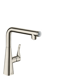 Смеситель для кухни Metris Select сталь, стальной цвет, поворотный излив, Hansgrohe 14847800 Hansgrohe