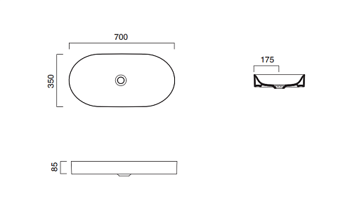 Countertop washbasin - HORIZON 70X35 - CATALANO - ceramic / oval