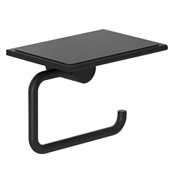 Держатель туалетной бумаги Vela R с полкой, матовый, цвет черный, Kludi 5897139 Kludi