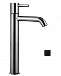 Высокий смеситель на столешницу Nostromo 22,6 см, матовый, с ручкой, неповоротный излив, чёрный цвет, без донного клапана, Fantini 50 13 E806WF Fantini