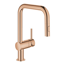 Смеситель для кухни с выдвижной лейкой Minta u-излив, медь, Grohe 32322DA2 Grohe