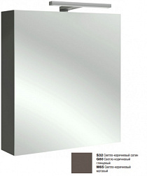 Зеркало Odeon Up 60х65 см, розетка, правосторонний, светло-коричневый глянцевый, с подсветкой, Jacob Delafon EB1362D-G80 Jacob Delafon