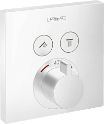 Лицевая часть встраиваемого смесителя Shower Select матовый, с термостатом, 2 функции, белый цвет, Hansgrohe 15763700 Hansgrohe