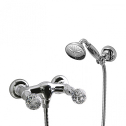 Настенный смеситель без излива Elizabeth Chic ручки swarovski, с лейкой, Fima Carlo Frattini F5085CCR Fima Carlo Frattini