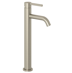 Высокий смеситель на столешницу Nova Fonte 24 см, брашированный, неповоротный излив, никель, без донного клапана, Kludi 20298N515 Kludi