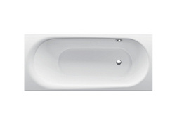 Стальная ванна BetteComodo 170х75 см, с самоочищающимся покрытием glaze plus, перелив сзади, толщина 3.5мм, без антискользящего, Bette 1640-000PLUS Bette