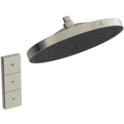 Лейка верхнего душа Solos 3 режима, silver storm, 30 см, round, стальной цвет, без держателя, Ideal Standard A7889GN Ideal Standard