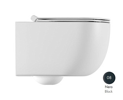 Подвесной унитаз Unica 35х50 см, черный матовый, безободковый, без сиденья, Alice 32220108 Alice