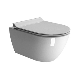 Подвесной унитаз Pura 36х55 см, система смыва swirlflush®, без крепежа в комплекте, безободковый, без сиденья, тихий смыв, GSI 881511 GSI