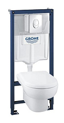 Комплект унитаза с инсталляцией Solido Perfect skate air, с микролифтом, безободковый, Grohe 39191000 Grohe