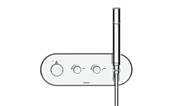 Лицевая часть встраиваемого смесителя PLY с ручным душем, термостат, easy-clean, 2 функции, Bossini Z00943.030 Bossini