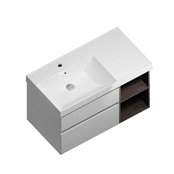 Модуль под раковину Cubo 87,8х47х47,5 см, белая матовая/древесная, для раковины со столешницей справа, Kerama Marazzi CUB.90Lh\WHT.M Kerama Marazzi