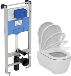 Комплект унитаза с инсталляцией Blend Curve aquablade, без клавиши в комплекте, с микролифтом, быстросъемное, Ideal Standard M374901 Ideal Standard