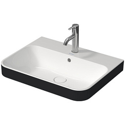 Подвесная раковина Happy D.2 Plus 60х46х19,5 см, внутри белая, санфарфор, черный матовый, с отв. под смеситель, Duravit 2360606100 Duravit