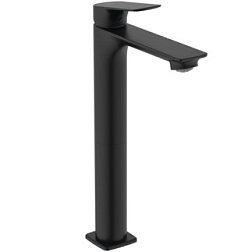 Высокий смеситель на столешницу CeraLife C 29,5 см, матовый, высота до излива 24 см, неповоротный излив, чёрный цвет, с донным клапаном, холодный старт, Ideal Standard BE051XG Ideal Standard