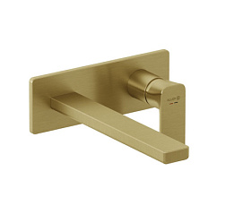 Внешняя часть встраиваемого смесителя для раковины Renon брашированное, длина излива 24см, золото, Kludi 42245N075 Kludi