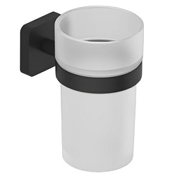 Настенный стакан Vela S матовый, цвет черный, с держателем, Kludi 2597539 Kludi